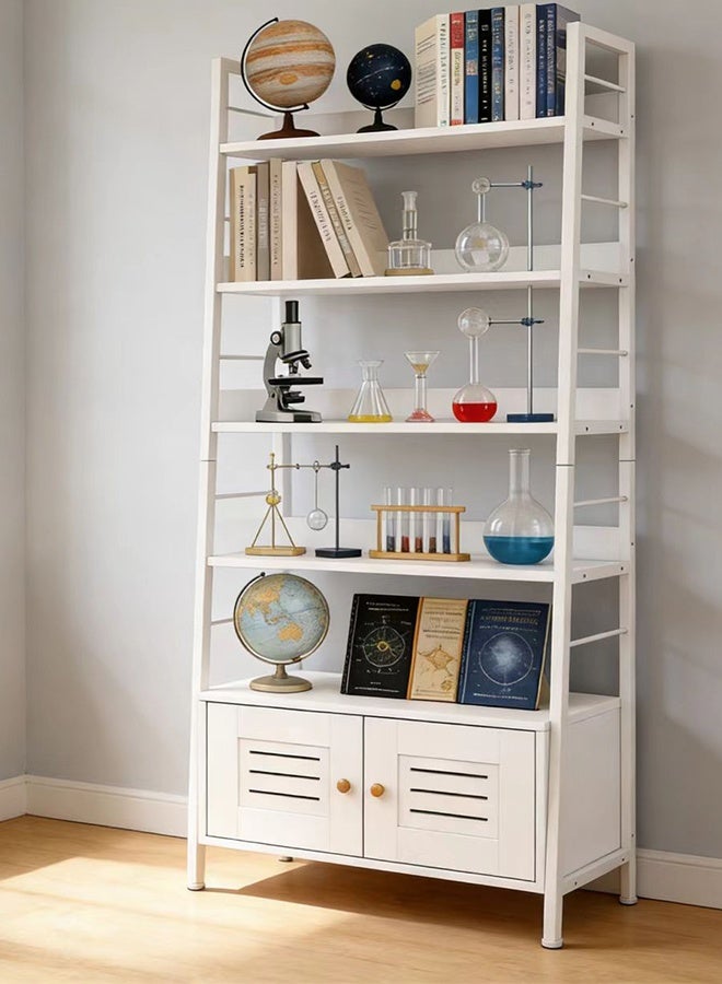 JCB CHIC 70×35×177 سم  رف سلم، رف كتب بخمسة أرفف، رفوف تخزين زاوية، رف قائم بذاته لتنظيم غرفة المعيشة والمطبخ والمكتب المنزلي والشرفة والمساحات الصغيرة، إطار معدني - Image 1